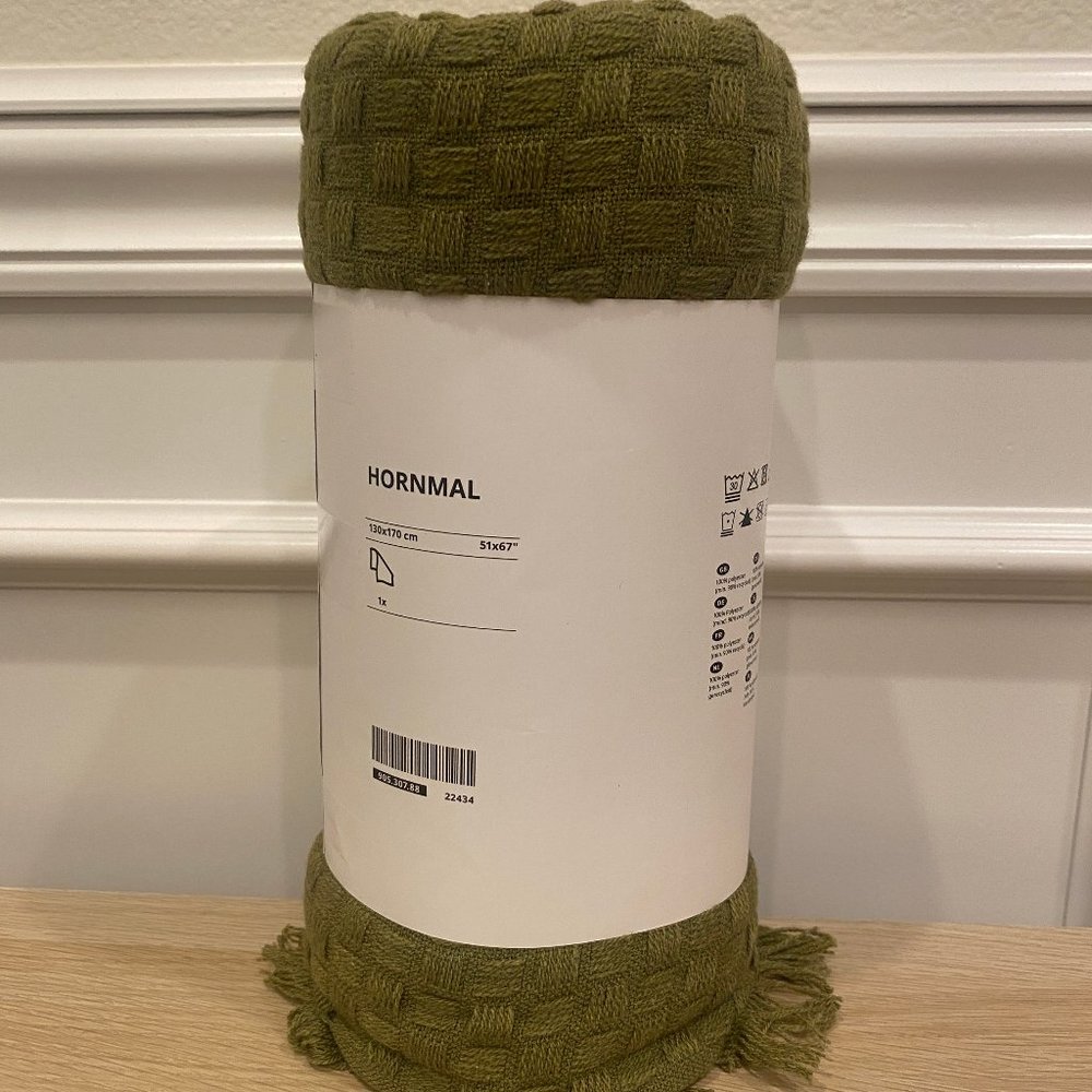 NEW IKEA HORNMAL Throw Green-yellow 51x67" 905.307.88